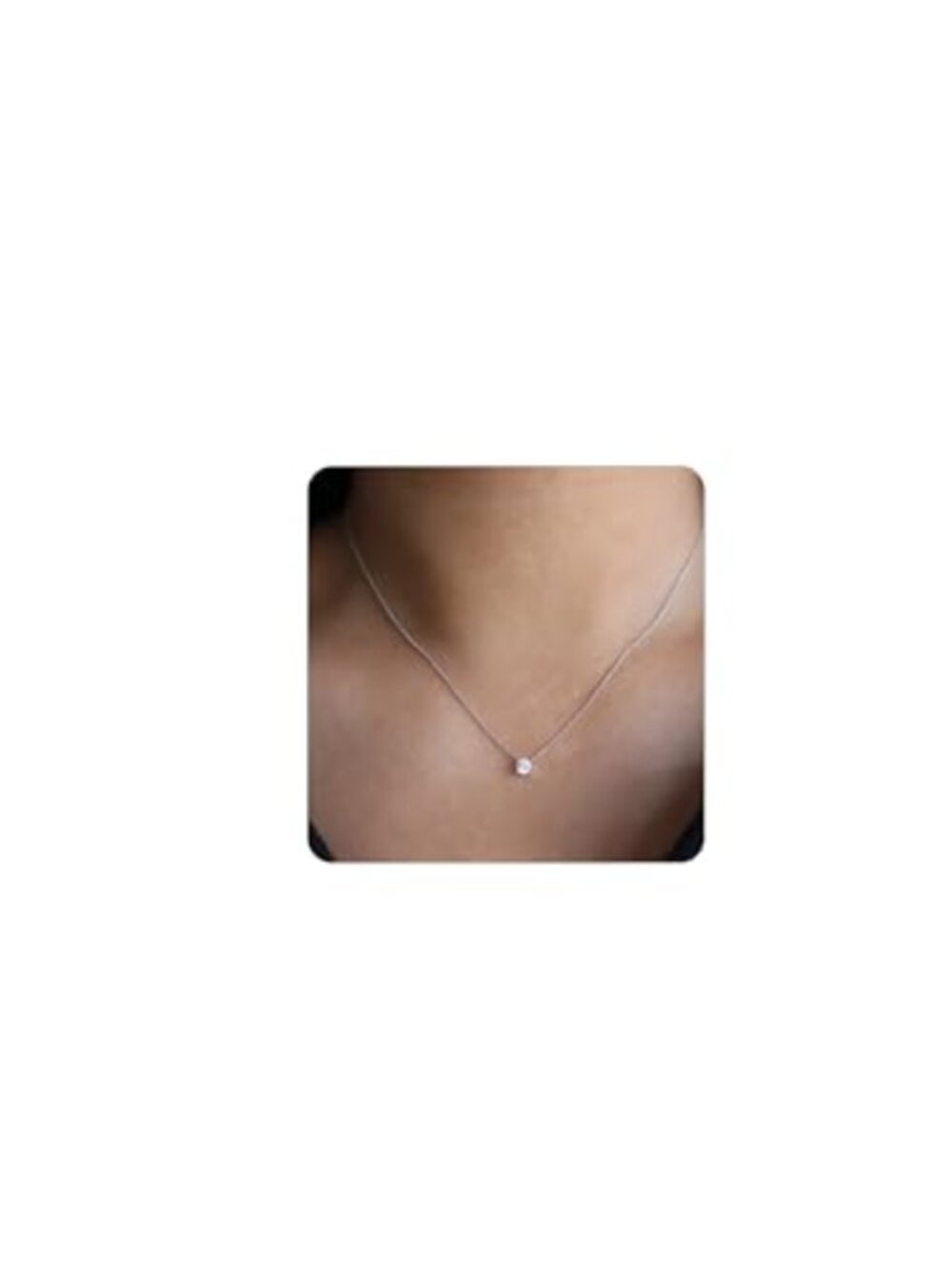 CZ Pendant Necklace Silver Plated Stainless Steel Cubic Zirconia Dainty Wedding